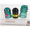 Image 1 : Glass Insulators (3) : Green & Aqua