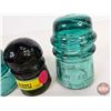 Image 3 : Glass Insulators (3) : Green & Aqua