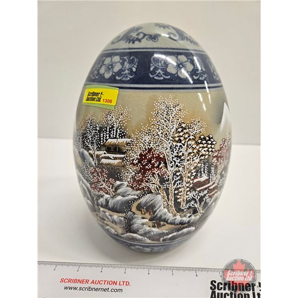 Decorative Porcelain Egg Sculpture (Chinese Satsuma Style)