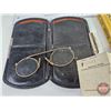 Image 17 : Vintage Desk Collectibles including : - Ink Well - Dish - Pen & Quill  - Spectacles - Opera Glasses