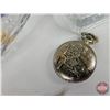 Image 9 : Vintage Desk Collectibles including : - Ink Well - Dish - Pen & Quill  - Spectacles - Opera Glasses
