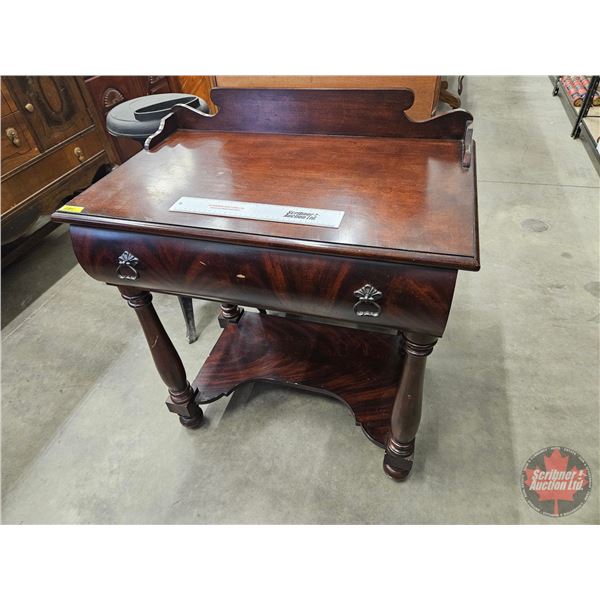 Vintage Wooden Writing Desk w/Barrel Front Drawer