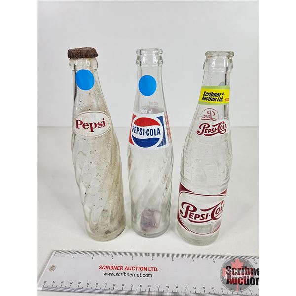 Vintage Pepsi-Cola Bottles (3)