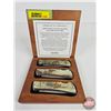 Image 1 : Hautman Collector Knife Set (3): Wildlife Motif c/w Wooden Case (Engraved : Kevin)