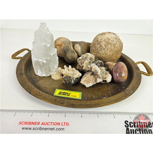 Collection of Mineral Specimens & Field Finds on Brass Plate