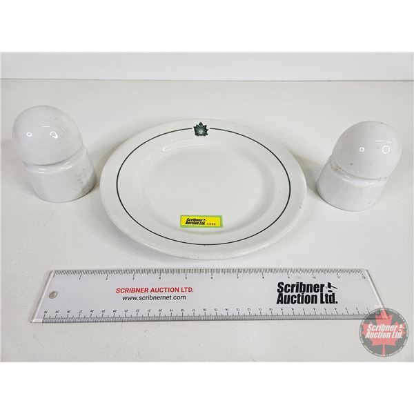 "Queens Own Rifles of Canada" Military Plate w/Porcelain Insulators (2)