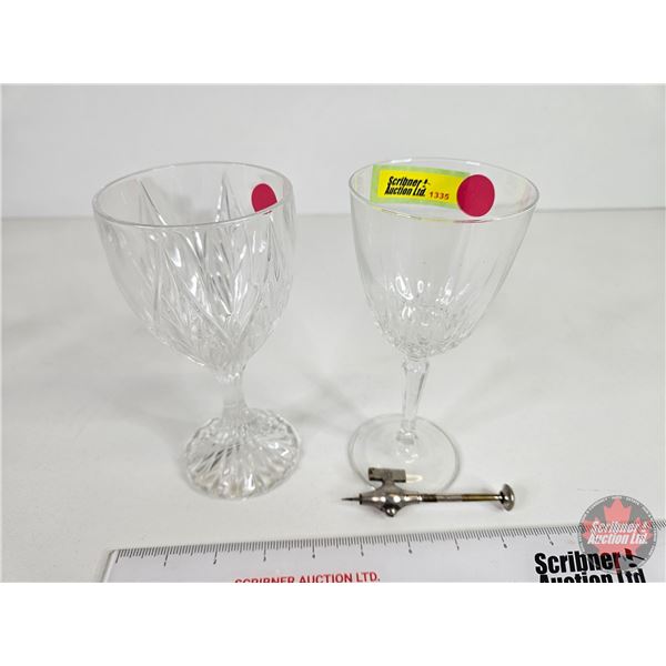 Victorian Era Champagne Tap w/Crystal Glasses