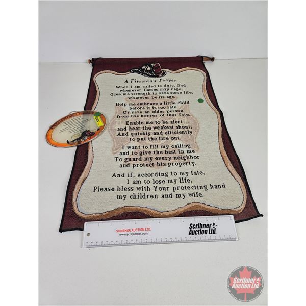 Fireman's Prayer Tapestry & Stained Glass Window Hanging