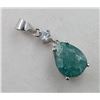 Image 1 : 1.3 ct Certified Silver Emerald Gemstone Pendant : Gram ($2,136 Appraisal) (Inv #SR008)