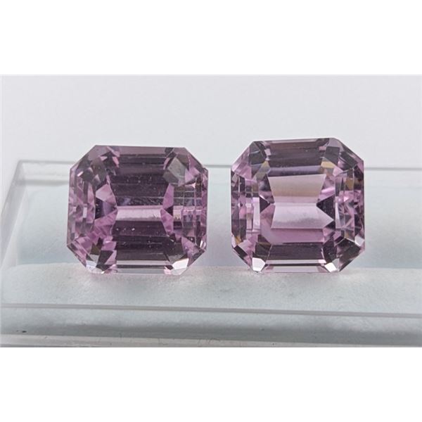 28.27 ct Certified Pink Kunzite Gemstone Pair : Octagon ($14,135 Appraisal) (Inv #SR010)