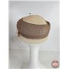 Image 3 : Vintage Ladies Pillbox Hat/Fascinator : c/w Display Head (Display Head 18"H)