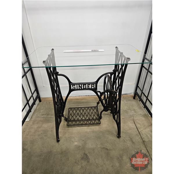Singer Sewing Machine Treadle Base Table : Very Old Base ~ Note the Skirt Guard (Custom Made with Te