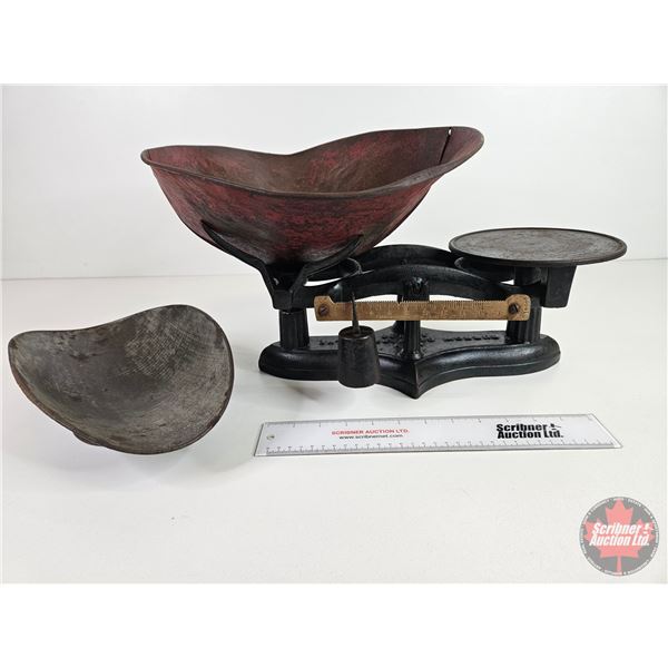 Counter Top Scale : BURROW STEWART & MILNE : No. 1 Model : 10 Pound (Cast Iron Base) (Heavy) (Basins