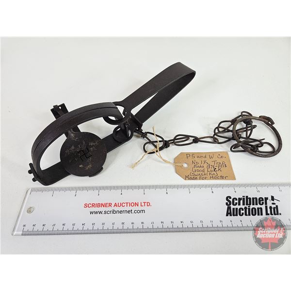 P S & W Co. : No. 1-1/2 Trap (Note: Good Luck Swastika) : Made for Hector  (Consignor Tag: 1878 - 19