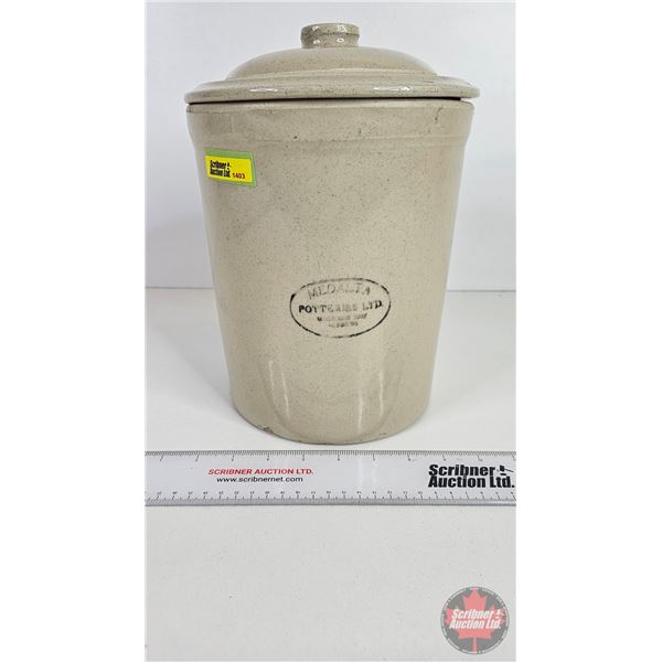 Medalta Crock with Lid (Measured without lid 9-1/4"H)