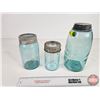 Image 5 : Aqua Canning Jars (3) : Masons, Improved Crown & Improved Gem