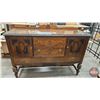 Image 1 : Vintage Jacobean-Style Sideboard/Buffet w/Glass Top & Trestle Base