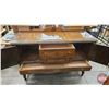 Image 2 : Vintage Jacobean-Style Sideboard/Buffet w/Glass Top & Trestle Base