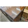 Image 4 : Vintage Jacobean-Style Sideboard/Buffet w/Glass Top & Trestle Base