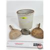 Image 1 : Crock w/Wooden Butter Paddles & Metal Grater