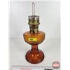 Image 1 : Coal Oil Lamp : Aladdin Amber Glass Lincoln Drape Model 23