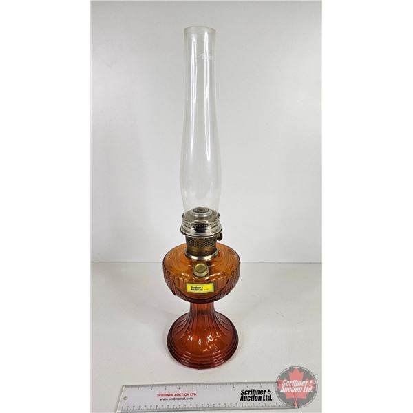 Coal Oil Lamp : Aladdin Amber Glass Lincoln Drape Model 23
