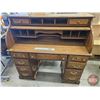 Image 1 : Wooden Lockable Roll Top Desk (w/Key & Hidden Compartment)