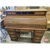 Image 3 : Wooden Lockable Roll Top Desk (w/Key & Hidden Compartment)