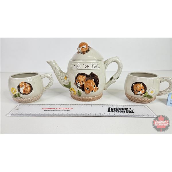Tea For Two Set : Squirrel Motif (c.1977 ~ Japan)