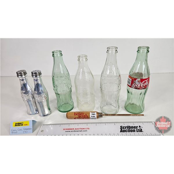 Coca-Cola Collectibles (7) : Including Bottles (4), Ice Pick & Salt/Pepper Shakers