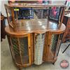Image 1 : Lighted Art Deco Cocktail Cabinet w/Spinning Bottle Server & Martini Mirror Pattern