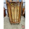 Image 1 : Art Deco Curved Glass Curio Cabinet w/Glass Shelves & Sliding Door