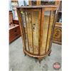 Image 2 : Art Deco Curved Glass Curio Cabinet w/Glass Shelves & Sliding Door