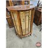 Image 3 : Art Deco Curved Glass Curio Cabinet w/Glass Shelves & Sliding Door