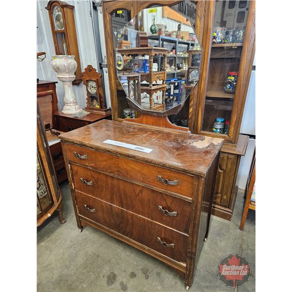 Art Deco Octagon Mirror Dresser (3 Drawer)