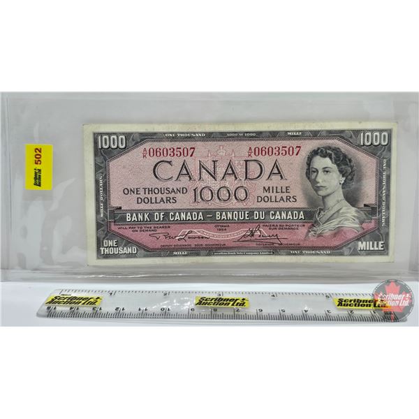 Canada $1000 Bill 1954 : Lawson/Bouey #AK0603507 (See Pics for Varieties, Conditions, Serial Numbers
