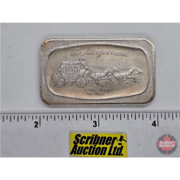 Silver Bullion Bar : Madison Mint : The Stagecoach  (Fine Silver .999 : One Ounce) (GST Exempt)