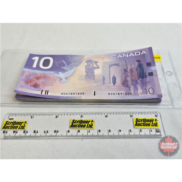 Canada $10 Bills 2001 (50 Consecutive) : Jenkins/Dodge #BEN7891850 - 7891899 (See Pics for Varieties