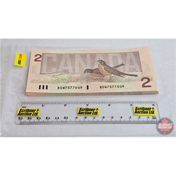 Canada $2 Bills 1986 (40 Consecutive) : Thiessen/Crow #BUW7577010 - 7577049 (See Lot #'s : 527-528-5