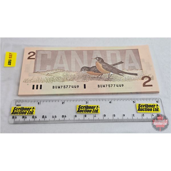 Canada $2 Bills 1986 (25 Consecutive) : Thiessen/Crow #BUW7577425 - 7577449 (See Lot #'s : 526-528-5