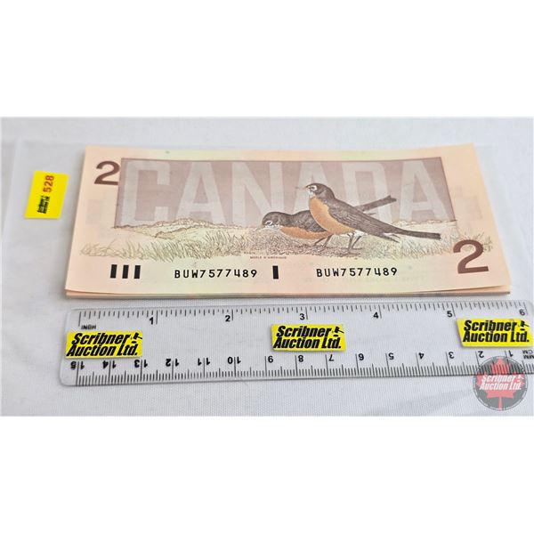 Canada $2 Bills 1986 (14 Consecutive) : Thiessen/Crow #BUW7577475 - 7577489 (See Lot #'s : 526-527-5