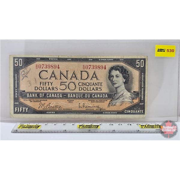 Canada $50 Bill 1954 : Beattie/Rasminsky #BH0739894 (See Pics for Varieties, Conditions, Serial Numb