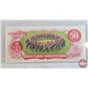 Image 8 : Canada $50 Bills 1975 "Musical Ride" (3):  - Crow/Bouey #EHJ6800742 - Crow/Bouey #EHJ9761595 - Crow/