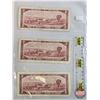 Image 5 : Canada $2 Bills 1954 (3) :  - Lawson/Bouey #VG8096277 - Bouey/Rasminsky #LG0864010 - Lawson/Bouey #S
