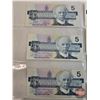Image 2 : Canada $5 Bills 1986 (7) :  - Thiessen/Crow #EPV0183616 - Crow/Bouey #ENU1000120 - Thiessen/Crow #FN