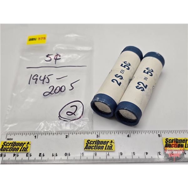 Canada Five Cent Rolls (2) : 1945-2005 (Original Rolls) (NOTE: Rolls not opened by the Auction Compa