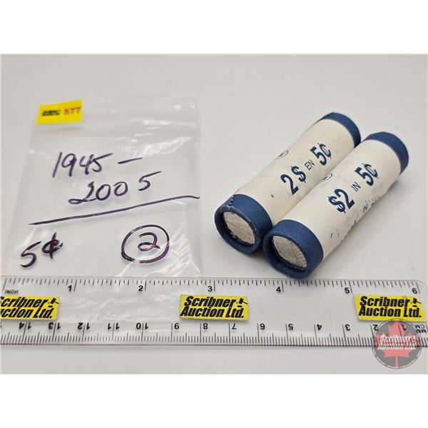 Canada Five Cent Rolls (2) : 1945-2005 (Original Rolls) (NOTE: Rolls not opened by the Auction Compa