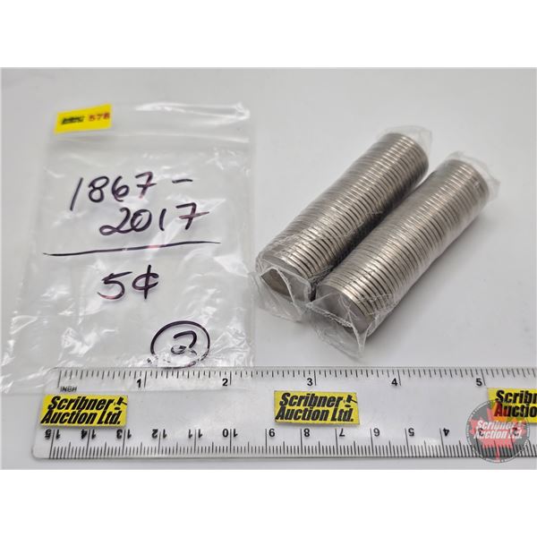 Canada Five Cent Rolls (2) : 1867-2017 (Original Rolls) (NOTE: Rolls not opened by the Auction Compa