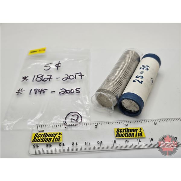 Canada Five Cent Rolls (2) : 1867-2017 & 1945-2005 (Original Rolls) (NOTE: Rolls not opened by the A