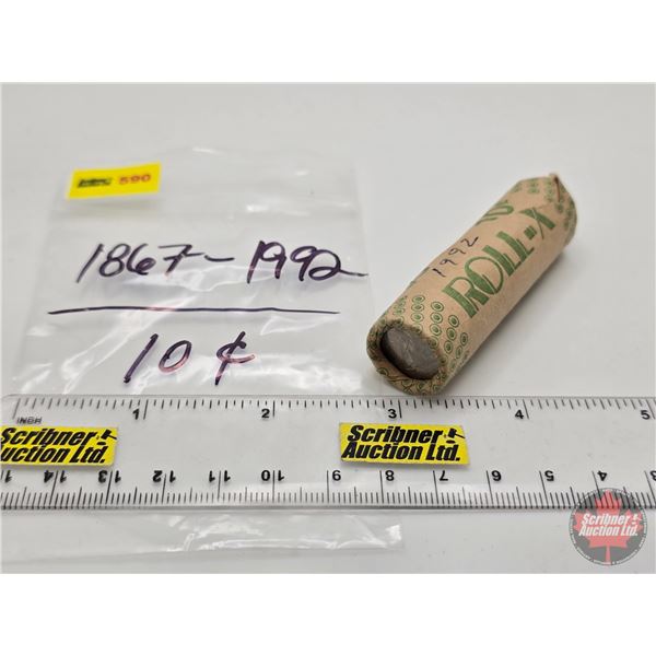 Canada Ten Cent Roll 1867-1992 (NOTE: Rolls not opened by the Auction Company, so quantity and conte